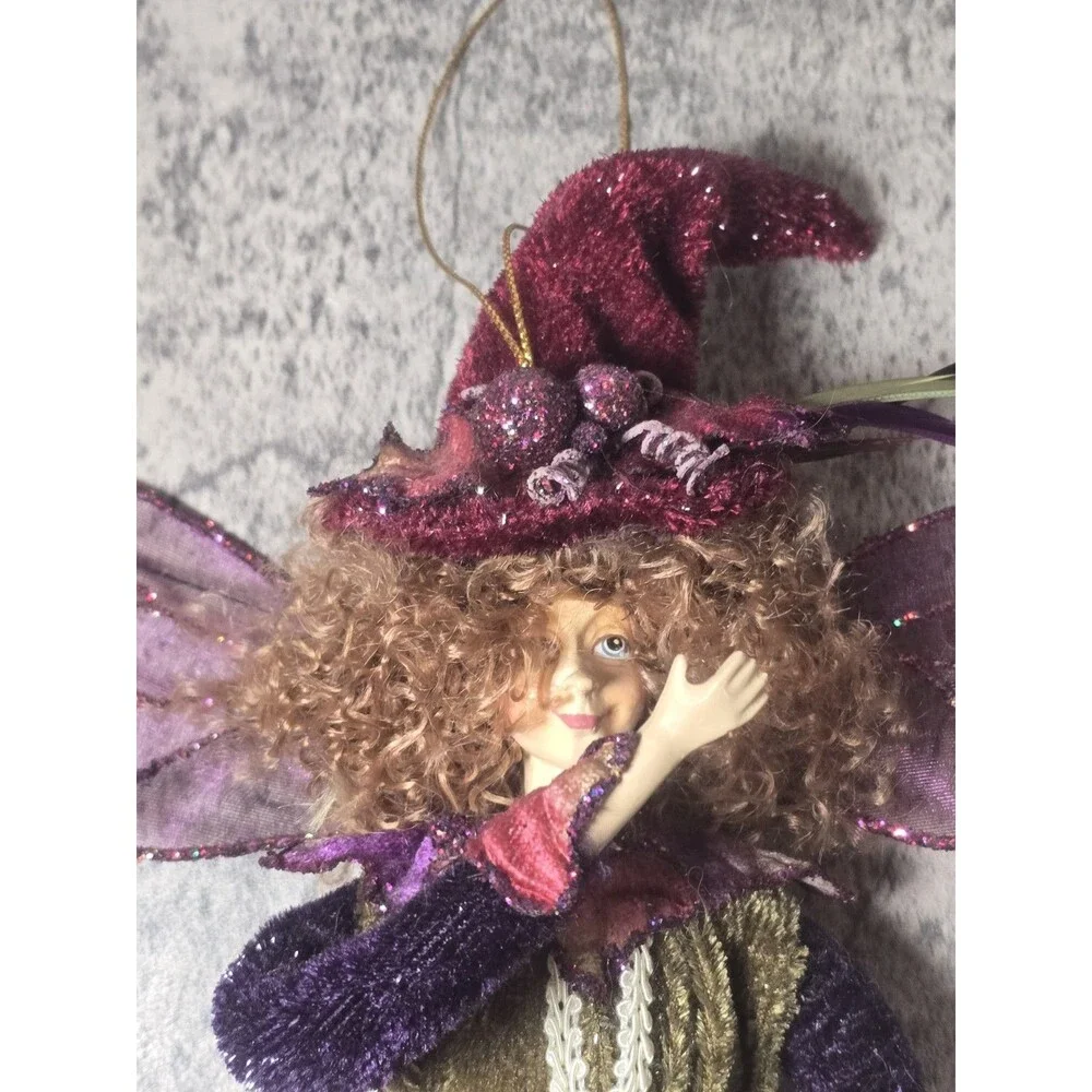 Vintage Mark Roberts Style Poseable Fairy Elf Doll Shelf Sitter Velvet Wings 16”